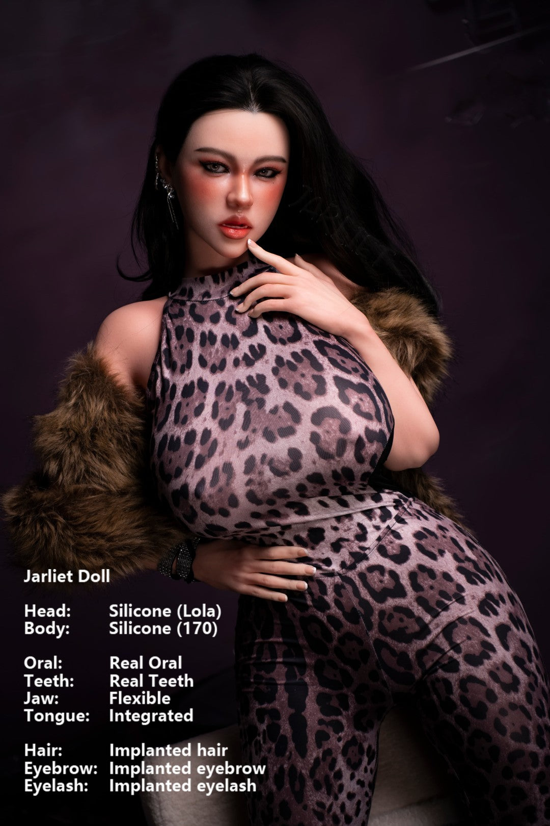 Jarliet Lola 170 cm fullsilikon sexdocka med fair skin, Real Oral Structure, RST Real Skin Texture och implanterat svart hår.