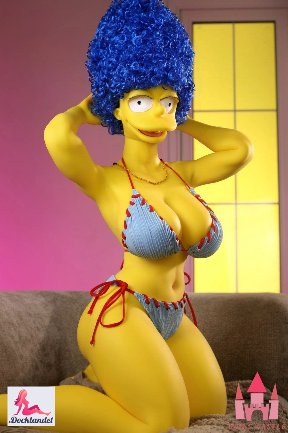 A colorful and humorous cosplay sex doll inspired by Marge Simpson, with yellow skin, blue hair and a curvy feminine body. The design captures the classic Simpson cartoon style in a more adult and imaginative interpretation, created for collectors and enthusiasts looking for something considerably more unusual than a traditional realistic doll. The Simpson Marge sex doll is suitable as both a cosplay doll for display, fantasy sex doll and collector's item for fans of cartoon pop culture. Dolls Caslte #SZ12