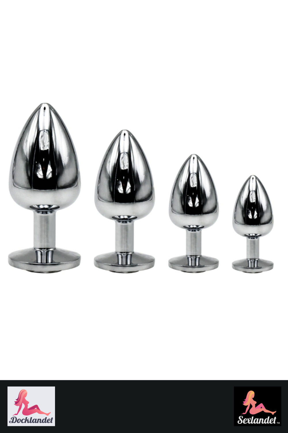 Butt plug in aluminum - set with 4 sizes