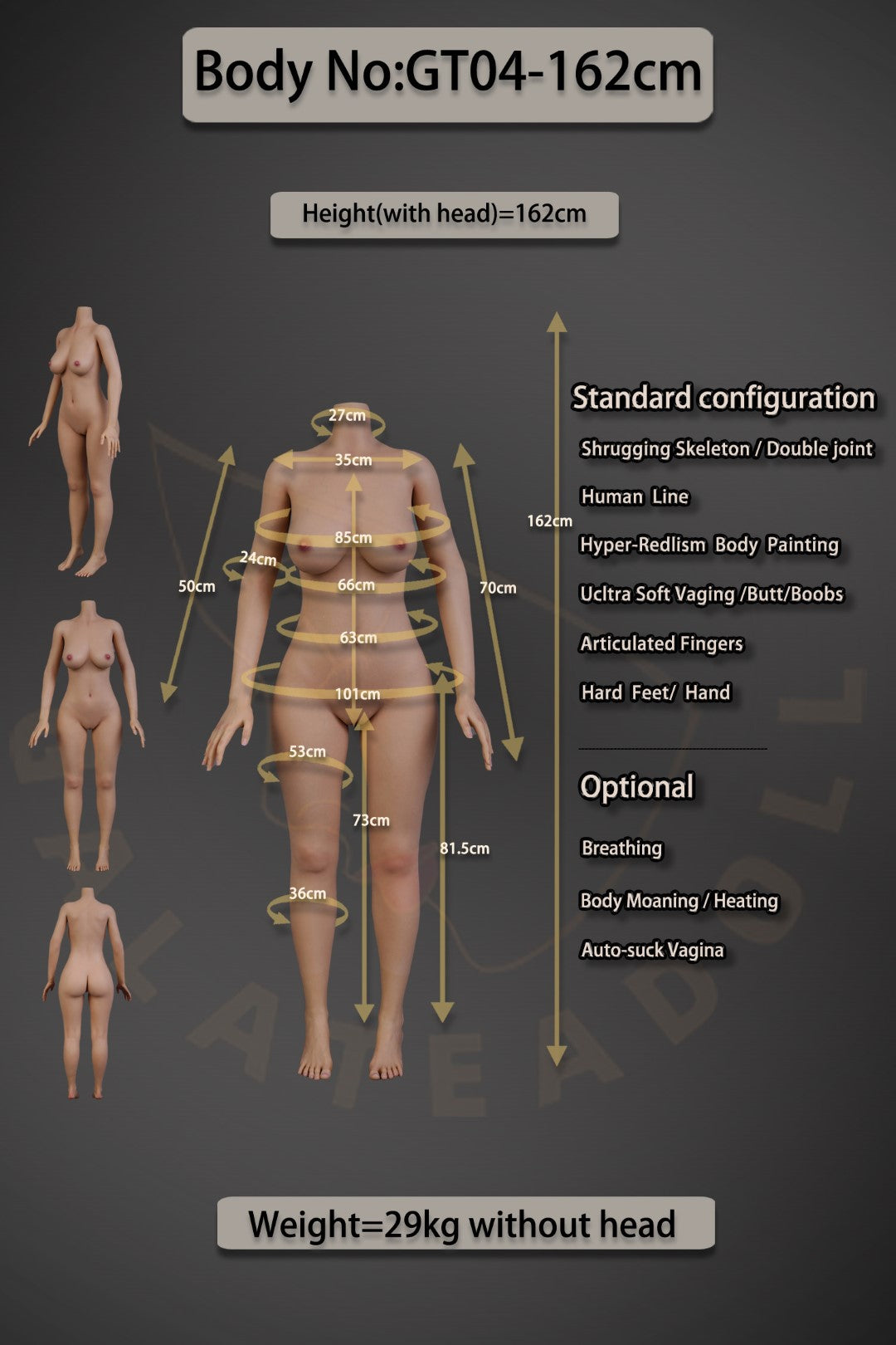 Gabby-sekspop (Galatea Doll 162 cm C-cup #046 siliconen)