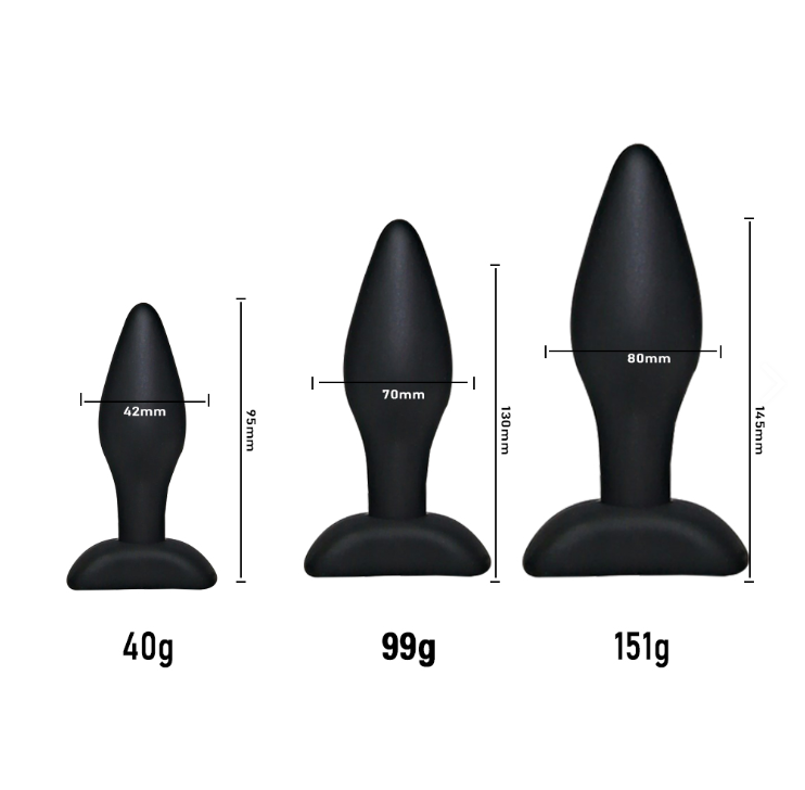Klassieke buttplug in zachte siliconen - ingesteld met 3 maten