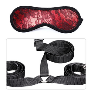 BDSM -kit - Handboeien, kant -outfit & oogmasker (ingesteld met 7 delen)