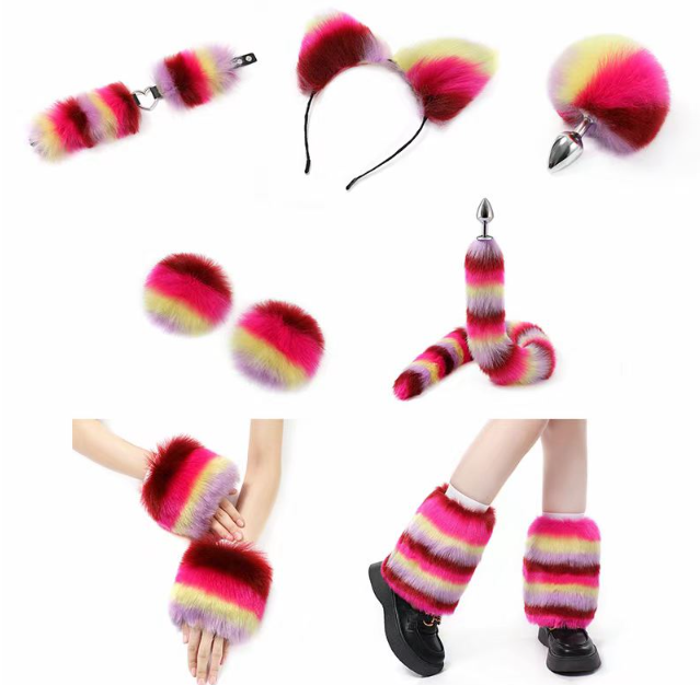 Furry Outfit In Kleurrijk Bont (Set van 11 stuks)