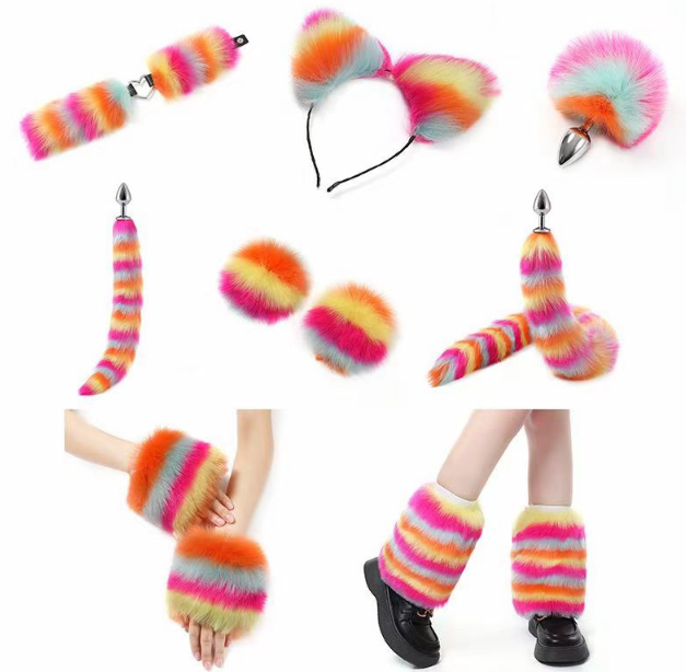 Furry Outfit In Kleurrijk Bont (Set van 11 stuks)