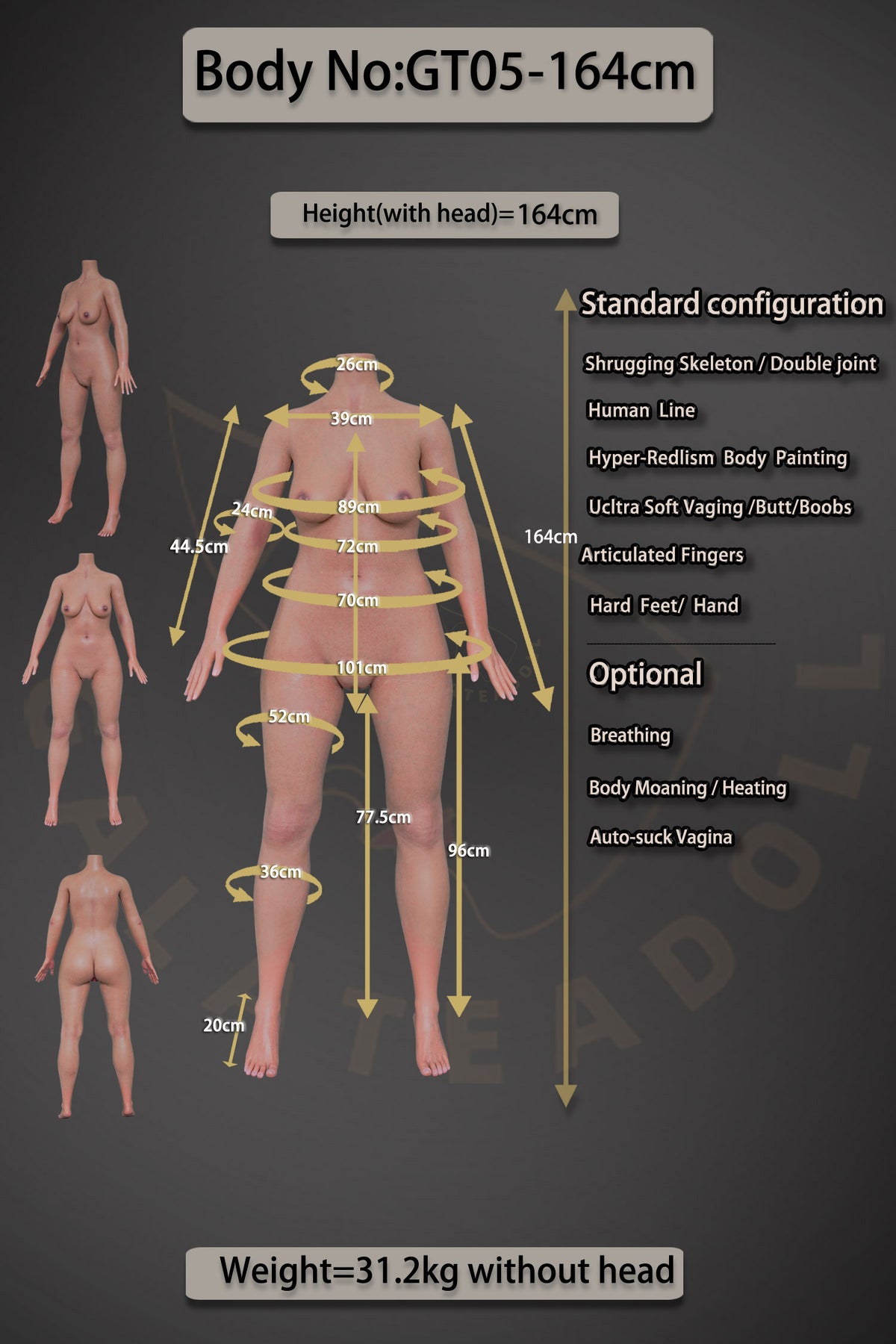 Olga sekspop (Galatea Doll 164 cm B-cup #198 siliconen)